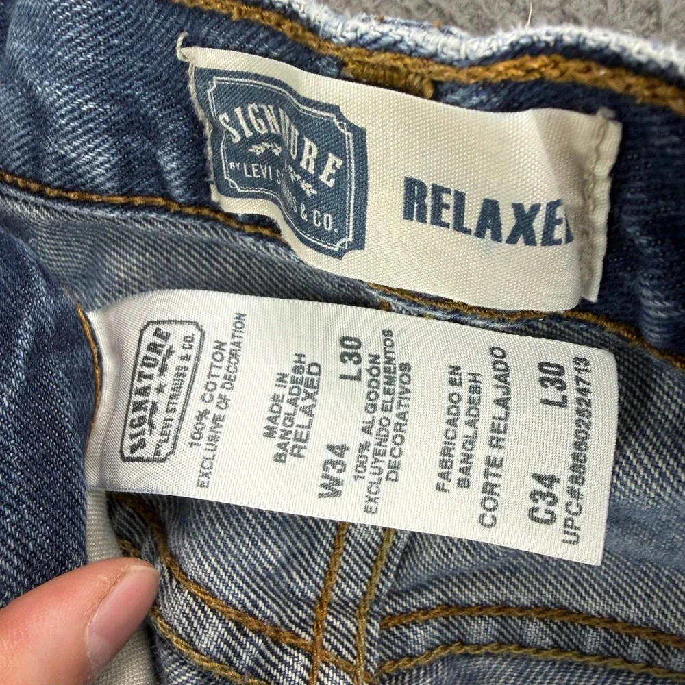 Signature by Levi Strauss Mens Relaxed Fit Blue Jeans W34 L30 100% Cotton